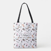 Grimaspatroon met gepersonaliseerde naam tote bag (Achterkant)