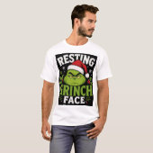Grimassende Grinch Gezicht T-shirt (Voorkant volledig)
