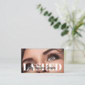 Grimasseur Eyelash Wimpers Zwart & Wit script Visitekaartje (Staand voorkant)