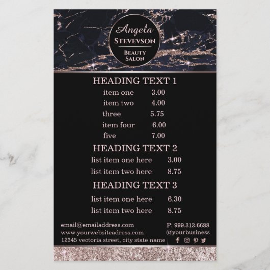 Grimasseur Rose Goud Marmer flyer (Voorkant)