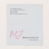 Grimasseur Roze Monogram Grey Serif Lettertype Visitekaartje (Buitenkant ongevouwen)