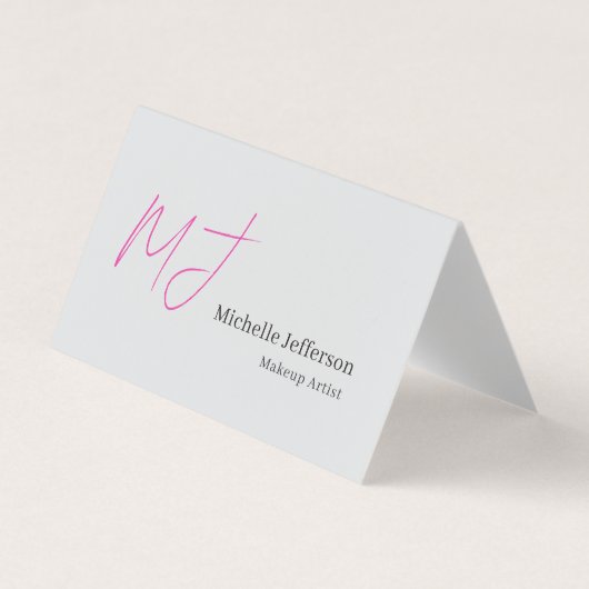 Grimasseur Roze Monogram Grey Serif Lettertype Visitekaartje (Voorkant)
