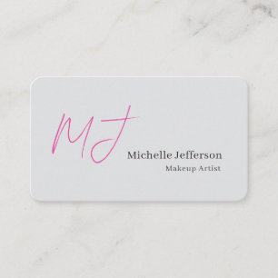 Grimasseur Roze Monogram Grijs Serif Lettertype Visitekaartje