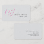 Grimasseur Roze Monogram Grijs Serif Lettertype Visitekaartje (Voorkant / Achterkant)