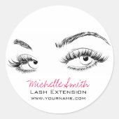 Grimasseur Wimpers Wenkbrauwen Zwart en Wit Eenvou Ronde Sticker (Voorkant)