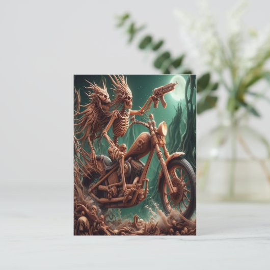 Grimbone en Skulldust, gemonteerd hun grote haksel Briefkaart (Staand voorkant)