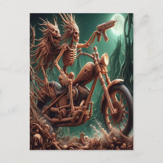 Grimbone en Skulldust, gemonteerd hun grote haksel Briefkaart (Voorkant)