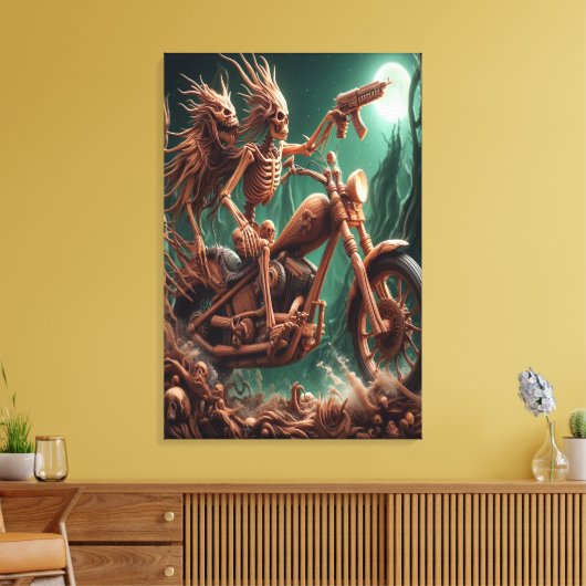 Grimbone en Skulldust, gemonteerd hun grote haksel Canvas Afdruk (Insitu (Woonkamer))