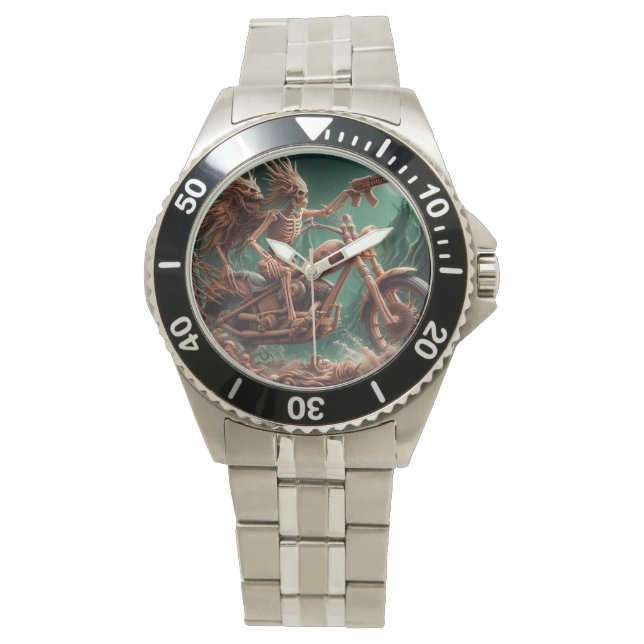 Grimbone en Skulldust, gemonteerd hun grote haksel Horloge (Voorkant)