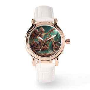 Grimbone en Skulldust, gemonteerd hun grote haksel Horloge