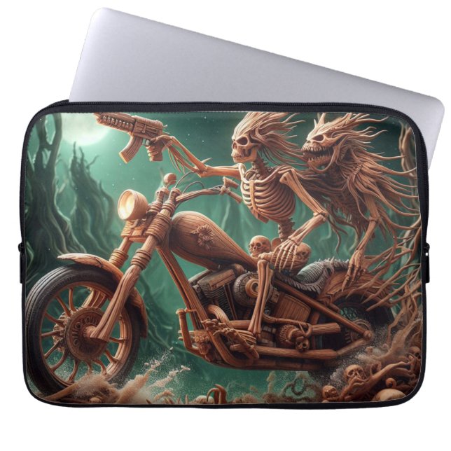 Grimbone en Skulldust, gemonteerd hun grote haksel Laptop Sleeve (Voorkant)