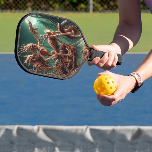 Grimbone en Skulldust, gemonteerd hun grote haksel Pickleball Paddle (Insitu)