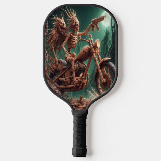 Grimbone en Skulldust, gemonteerd hun grote haksel Pickleball Paddle (Achterkant)