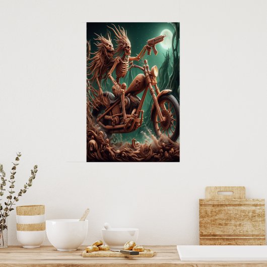 Grimbone en Skulldust, gemonteerd hun grote haksel Poster (Keuken)