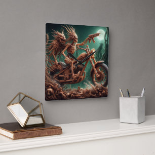 Grimbone en Skulldust, gemonteerd hun grote haksel Vierkante Klok