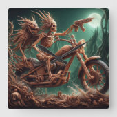 Grimbone en Skulldust, gemonteerd hun grote haksel Vierkante Klok (Voorkant)