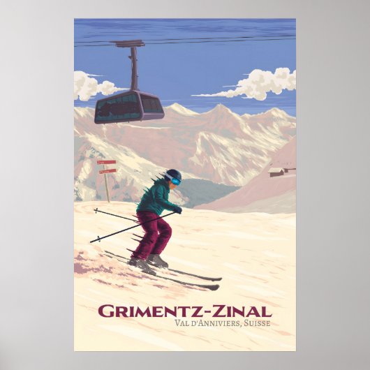 Grimentz-Zinal Skigebied Reisposter Poster (Voorkant)