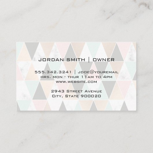 Griminkit | Driehoekig patroon Marmer Kleurenschem Visitekaartje (Achterkant)