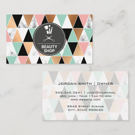 Griminkit | Driehoekig patroon Marmer Kleurenschem Visitekaartje (Voorkant / Achterkant)