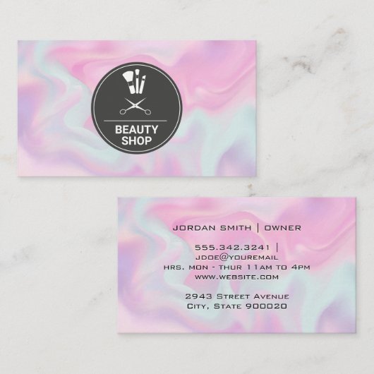 Griminkit | Pastel Gradiënt Vloeibaar Visitekaartje (Voorkant / Achterkant)