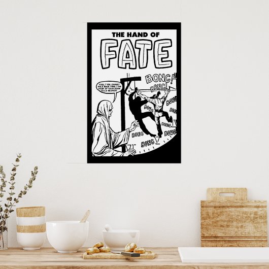 Grimm Reaper Man Holding Back time Stripkunst Poster (Keuken)