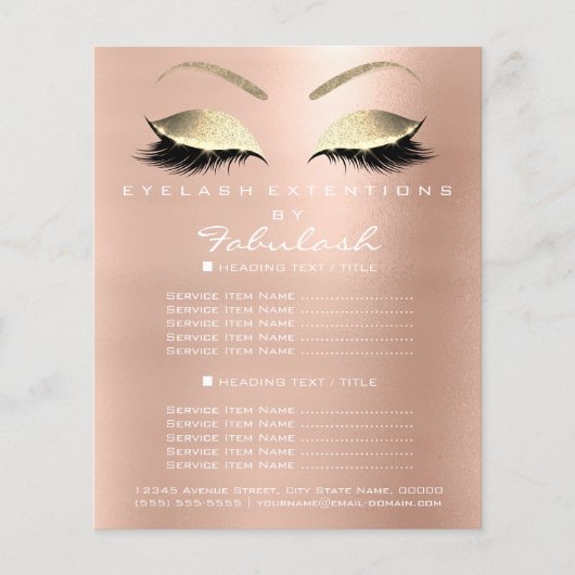 Grimmer Beauty Salon Goud Glitter Flyer Roze (Voorkant)