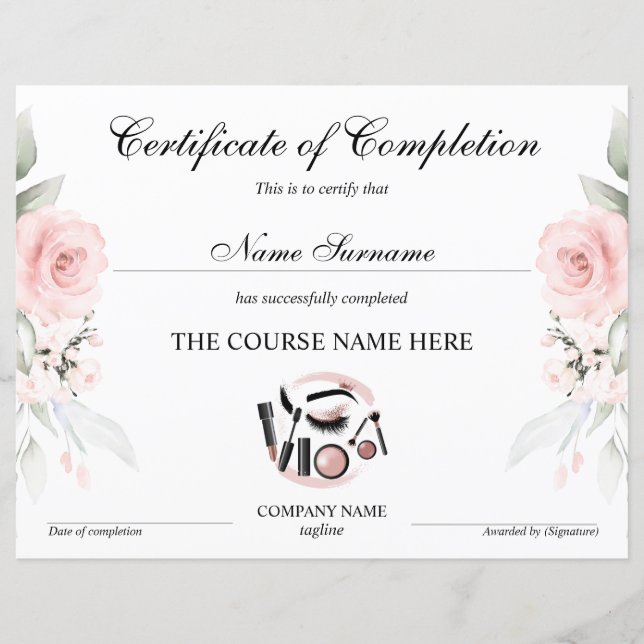 Grimmer Mascara Certificaat van Voltooiing (Voorkant)