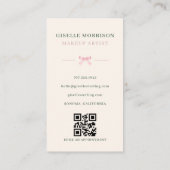 Grimmer Pink Groen Gestreepte Strik QR Code Visitekaartje (Achterkant)