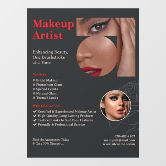 Grimmer voor make-up Kunstenaar Aangepaste Ramenfo Raamsticker (Vel)