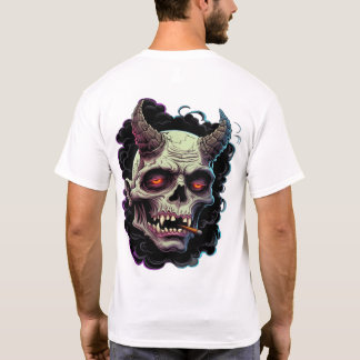 Grimmig gehoornd Oni-monster grafisch ontwerp T-shirt