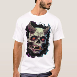 Grimmig Gehoornd Oni-Monster Grafisch T-shirt