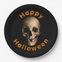 Grimmig rottende schedel Gelukkig Halloween Papieren Bordje
