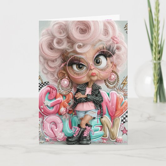 Grimmig Sassy Queen Punk Kaart (Voorkant)