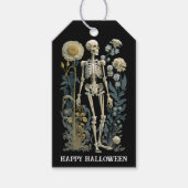 Grimmig Skelet Halloween | Zwarte Griezelige Botan Cadeaulabel (Voorkant)