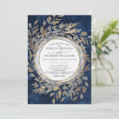 Grimmige gotische bloemenkrans, marineblauw en blo kaart (Staand voorkant)