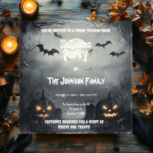 Grimmige Halloween-feest met Jack-o'-Lanterns en v Kaart
