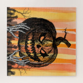Grimmige Jack-o-lantern begraafplaats horror Legpuzzel (Horizontaal)