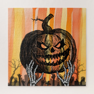 Grimmige Jack-o-lantern begraafplaats horror Legpuzzel