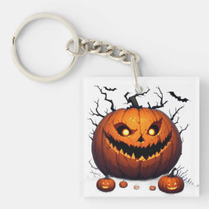 Grimmige Jack O Lantern Pompoen Halloween Nacht 🎃 Sleutelhanger