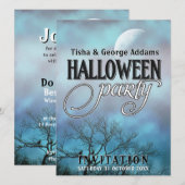 Grimmige Maan Wolken Halloween Feest Uitnodigingen (Voorkant / Achterkant)