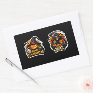 💀🎃 Grimmige Oogstdood – Angstaanjagende Hallowee Rechthoekige Sticker