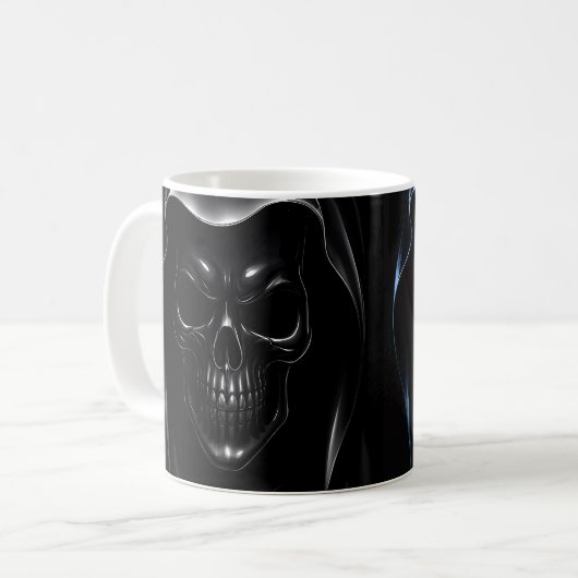 Grimmige schedel koffiemok (Voorkant links)