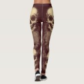 Grimmige Schedel | Witte Stof & Donkerrood Leggings (Achterkant)