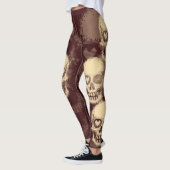 Grimmige Schedel | Witte Stof & Donkerrood Leggings (Links)