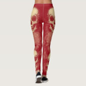Grimmige Schedel | Witte Stof & Levendig Rood Leggings (Achterkant)