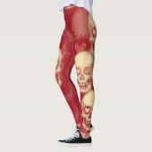 Grimmige Schedel | Witte Stof & Levendig Rood Leggings (Links)