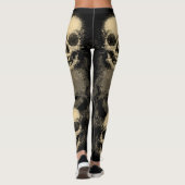 Grimmige Schedel | Witte Stof & Zwart Leggings (Achterkant)