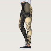 Grimmige Schedel | Witte Stof & Zwart Leggings (Links)