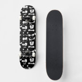 grimmige zwarte en witte cartoon persoonlijk skateboard (Voorkant)