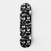 grimmige zwarte en witte cartoon persoonlijk skateboard (Voorkant)
